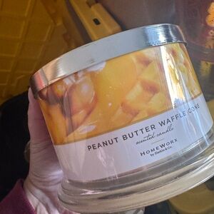 HomeWorx Peanut Butter Waffle Cone Candle with Silver Lid